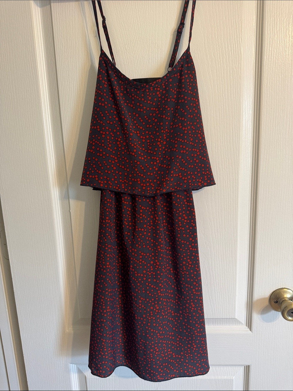 Ya Los Angeles Black Mini Dress with Red Dot Print